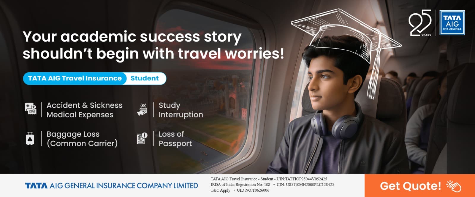 Tata AIG Student Travel Insurance — official insurance partner of NovaGrad